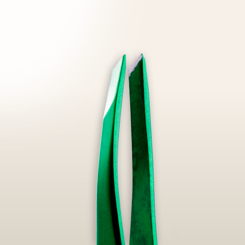 Pinzas depilatorias ZOLA® verdes, puntas inclinadas