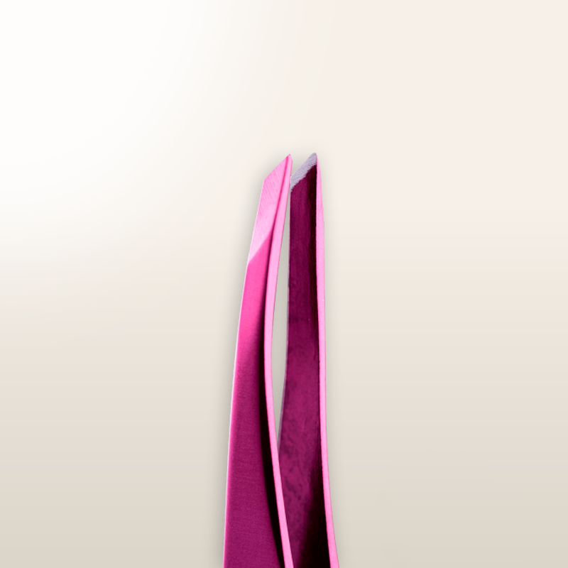 Pinzas ZOLA® de punta inclinada, mango rosa y pinza metálica