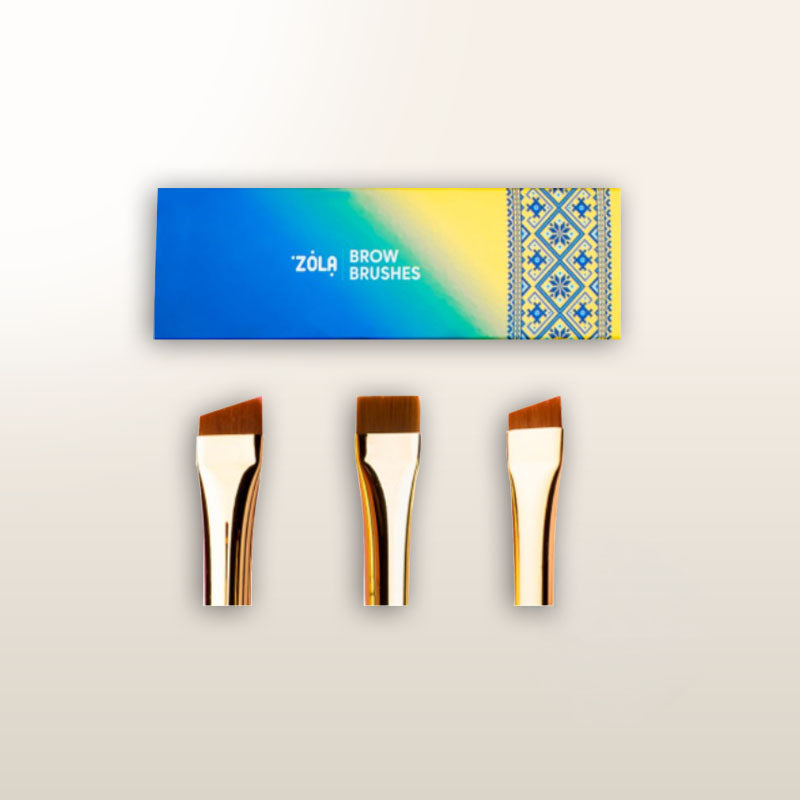 Set de 3 pinceles para cejas ZOLA® con empaque