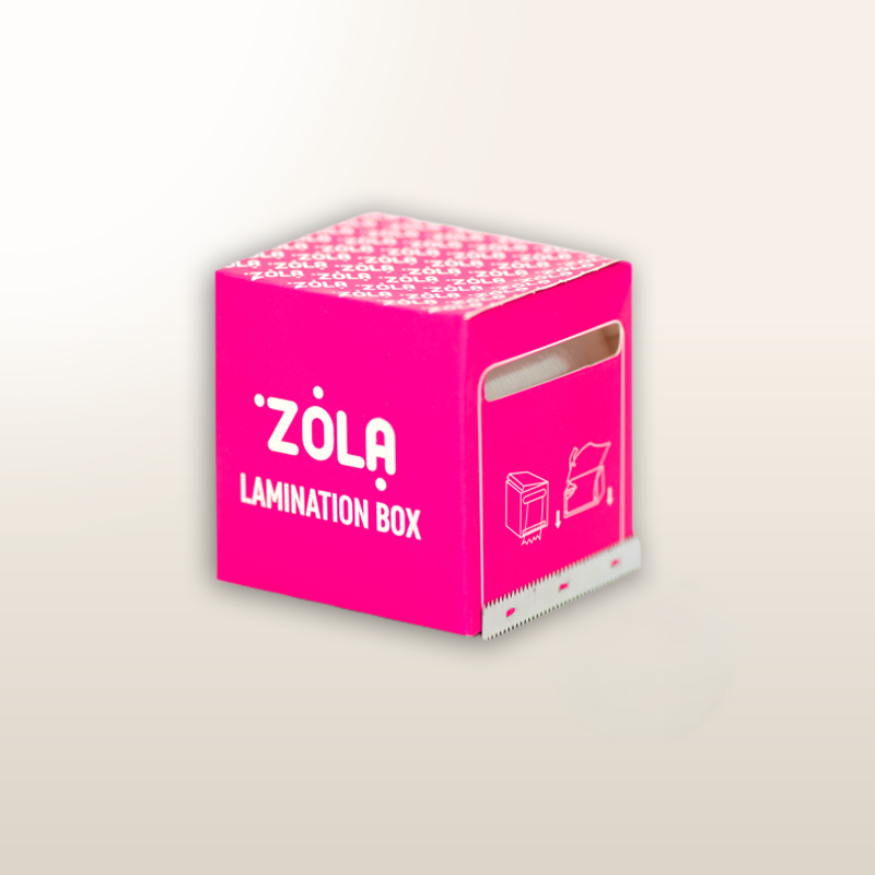 Caja rosa ZOLA para laminación de cejas, paquete de film protector