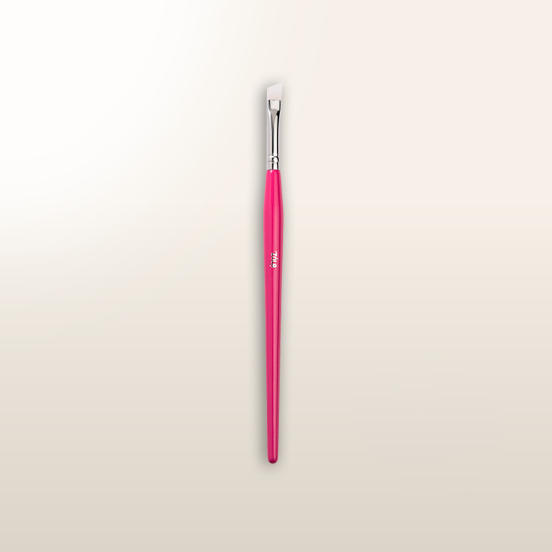 Brocha ZOLA® de silicona en ángulo 19, mango rosa y cerdas plateadas