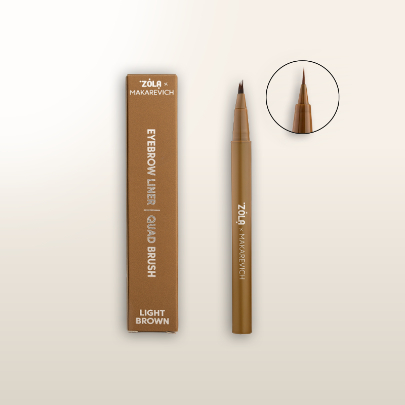 Lápiz delineador de cejas con brocha cuadrada ZOLA® X MAKAREVICH, marrón claro