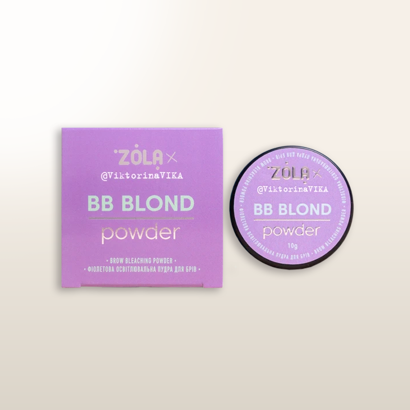 Polvo BB violeta para cejas, caja y frasco redondo de 10 g