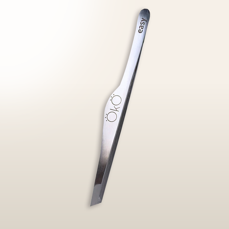 OKO LASH&BROW EYEBROW TWEEZER BEVELED 02 EASY TOUCH SOFT PRESSURE HAND SHARPENED