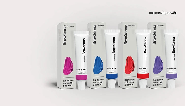 Set de 4 pigmentos directos RainBrow para colorear cejas, tubos con 4 tonos